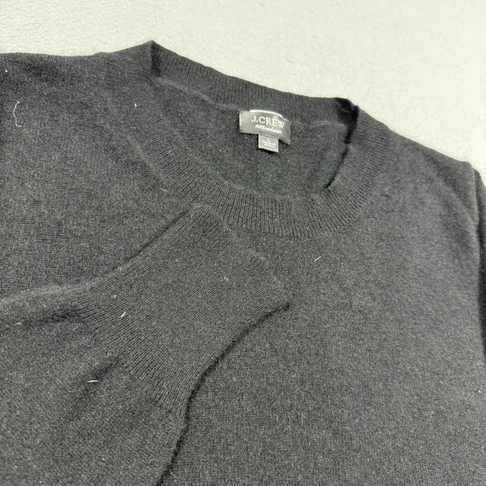 J.Crew Mens 100% Cashmere Crew Neck Sweater Charcoal Gray Large Pullover
